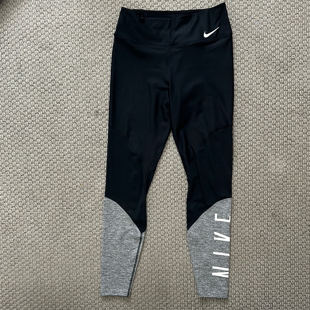 Nike Black and Gray Leggings with Elastic Waistband